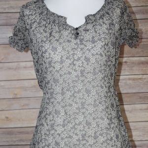 CONVERSE ONE STAR Gray & Cream Sheer Floral Top